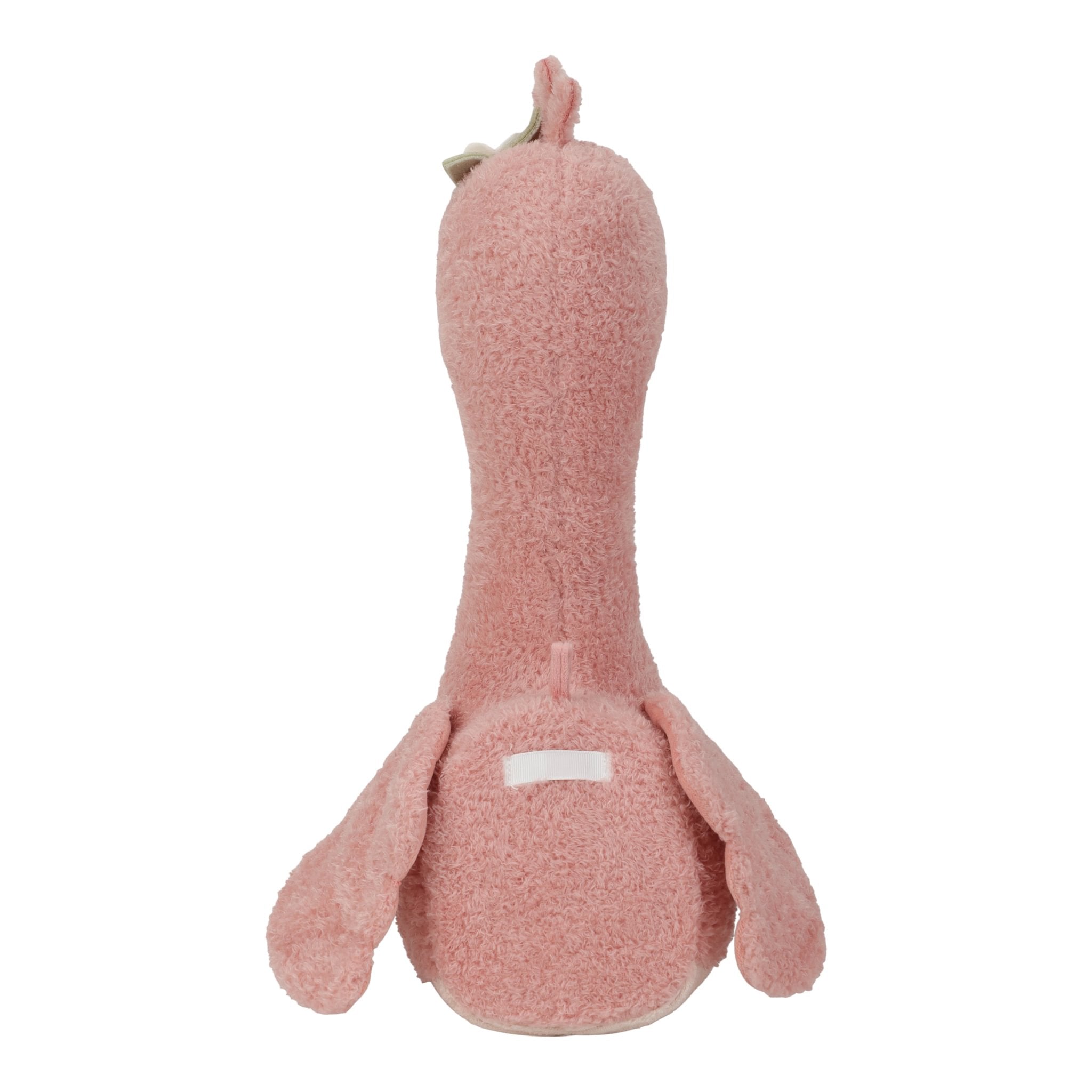Ansicht von hinten des pinken Little Dutch Plüsch-Tierkopfs Flamingo für die Kinderzimmerwand