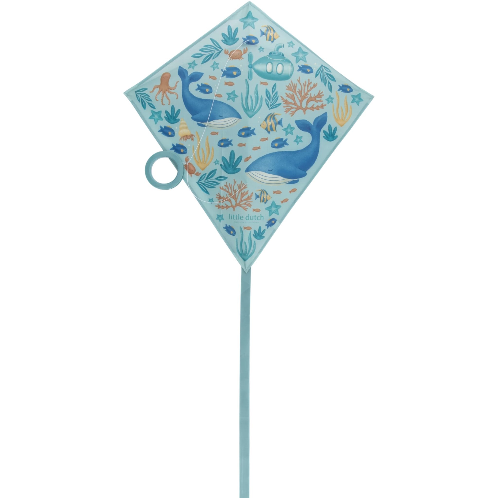 Blauer Little Dutch Kinderdrachen mit Ozeanwelt-Motiven