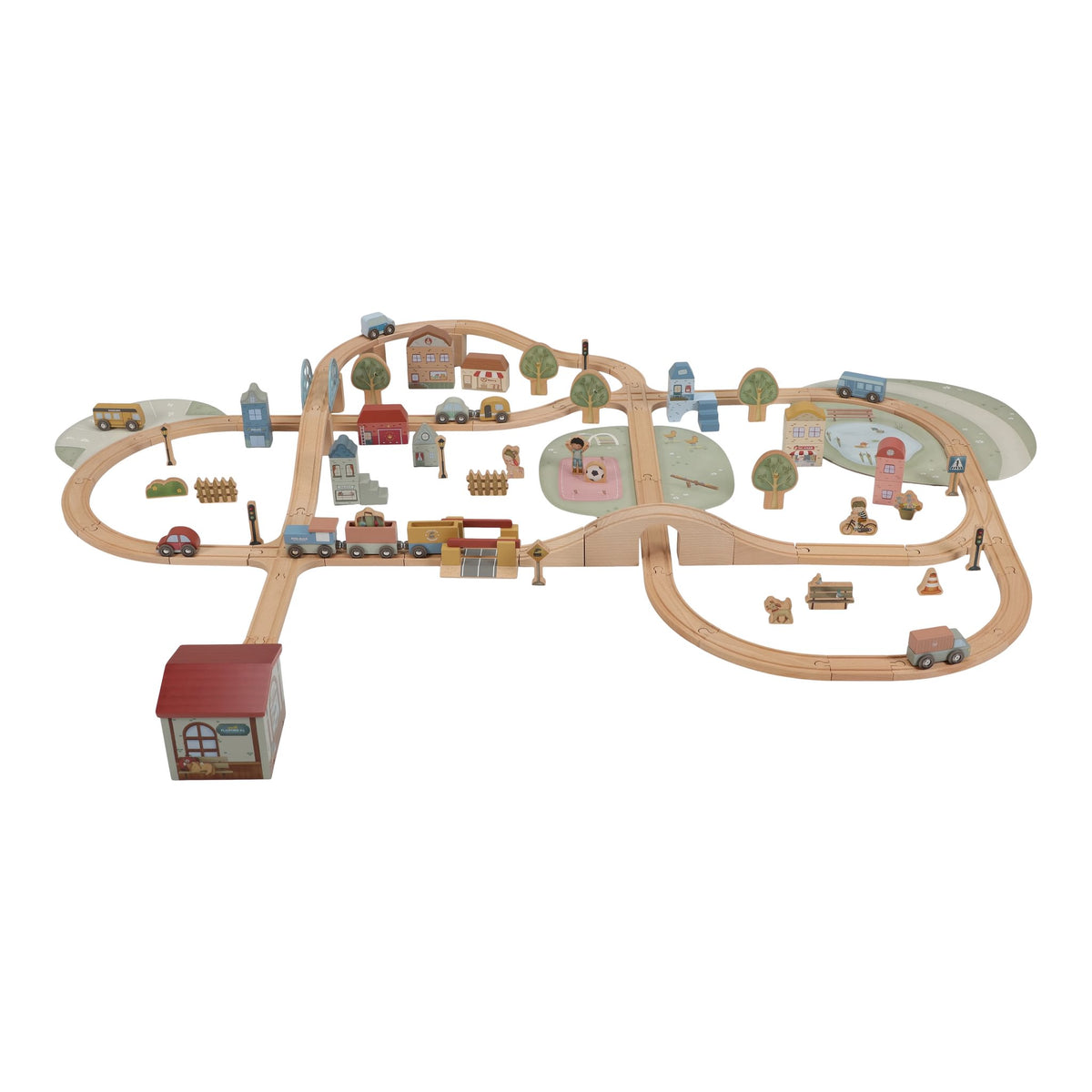 Little Dutch Holzeisenbahn XL aus Holz mit Lokomotive, Waggons, Schienen und Zubehör
