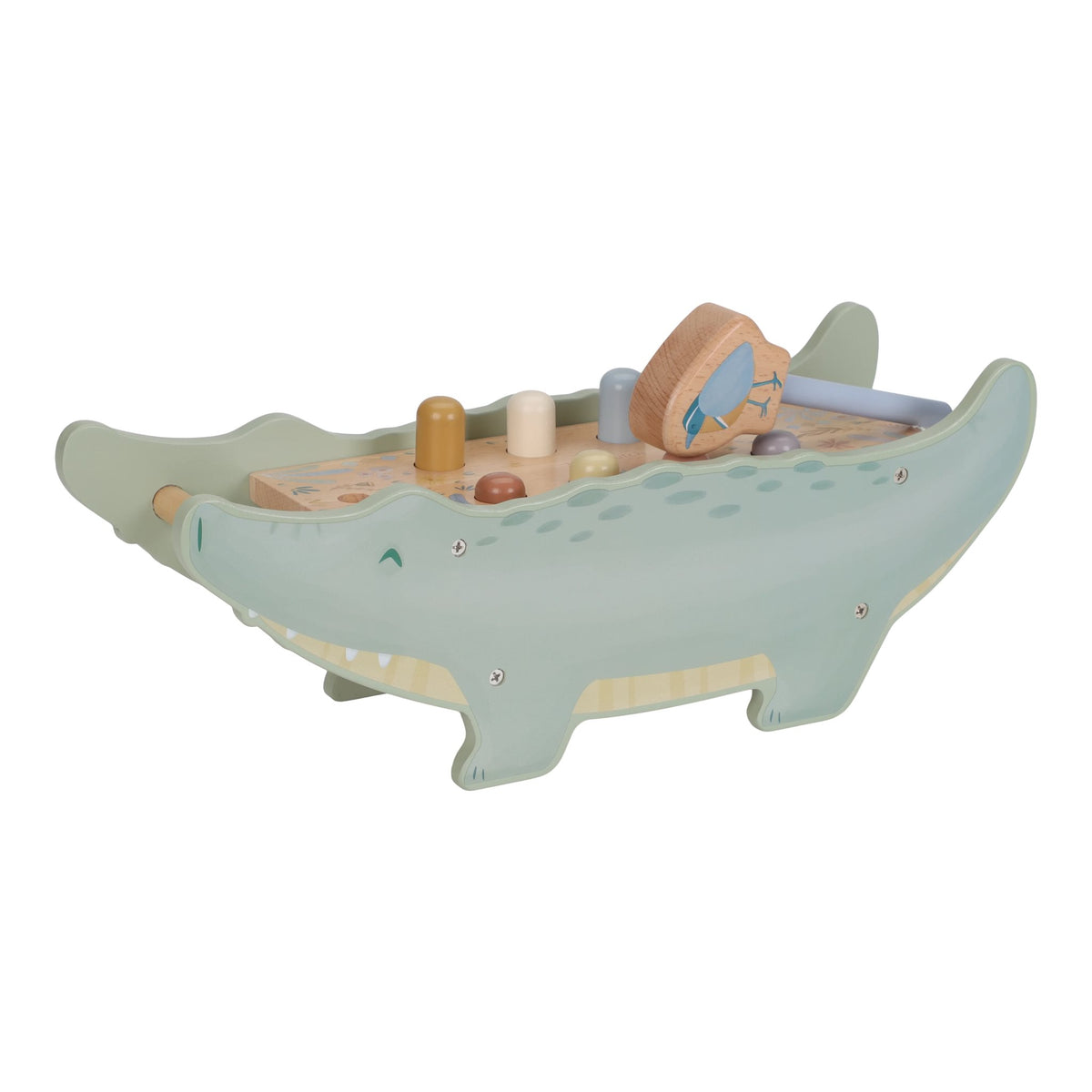 Little Dutch Krokodil-Hammerbank aus Holz in Grün aus der Kollektion Safari Friends