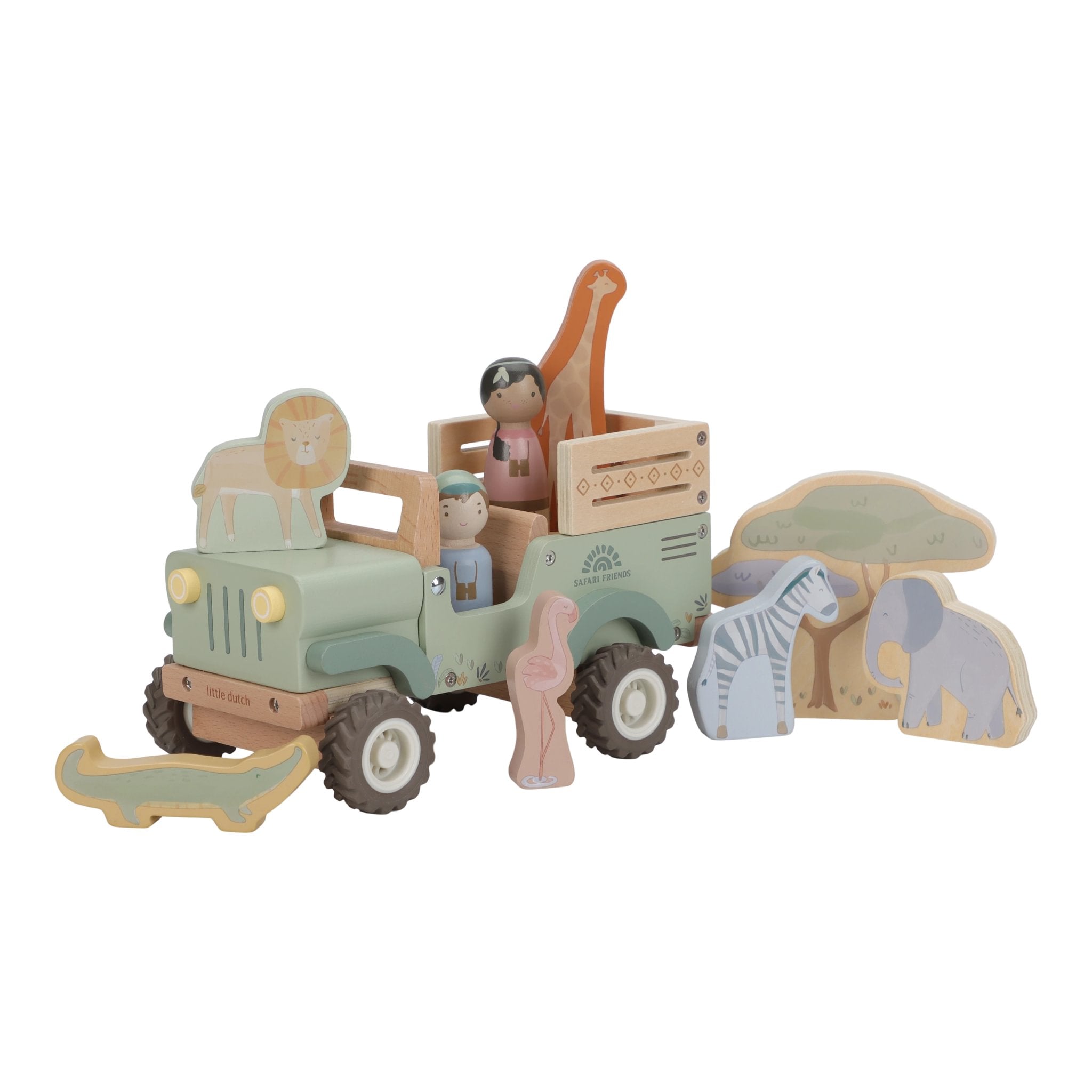 Little Dutch Safariauto aus Holz mit Tieren aus der Safari Friends Kollektion