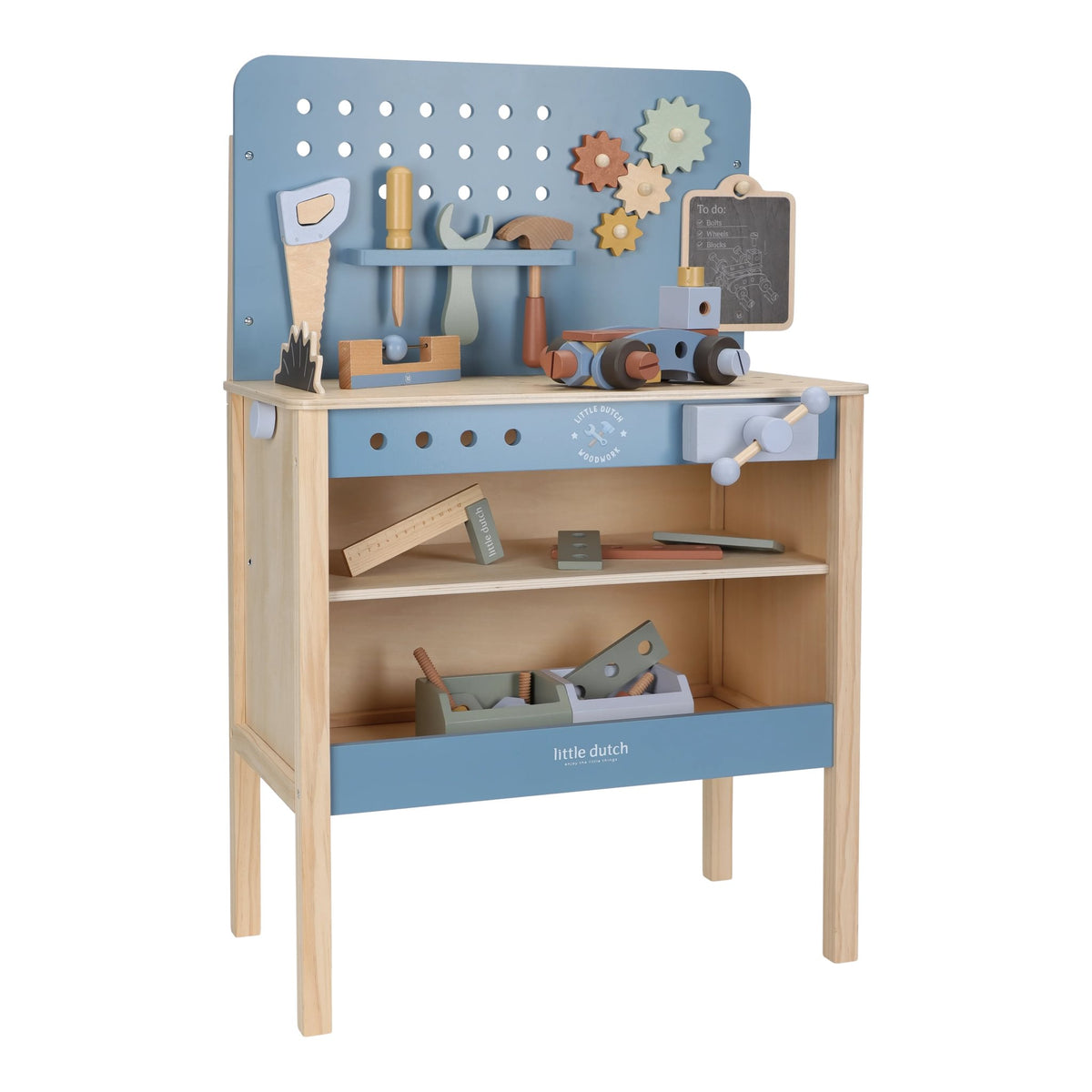 Little Dutch Holzwerkbank aus Holz in Blau für Kinder ab 3 Jahren