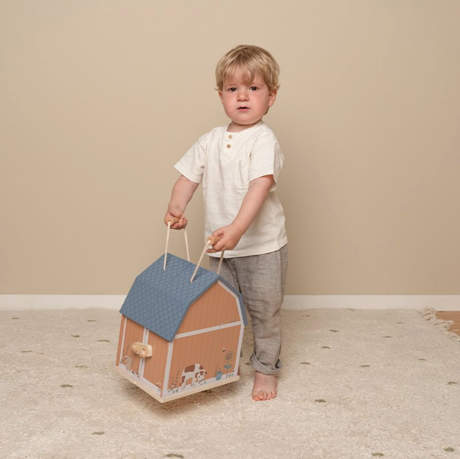 Maison de poupée portable en bois Little Dutch Little Farm avec accessoires
