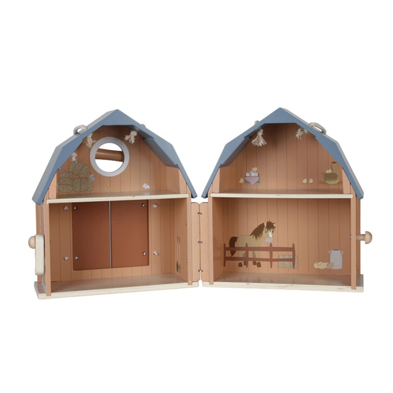 Maison de poupée portable en bois Little Dutch Little Farm avec accessoires
