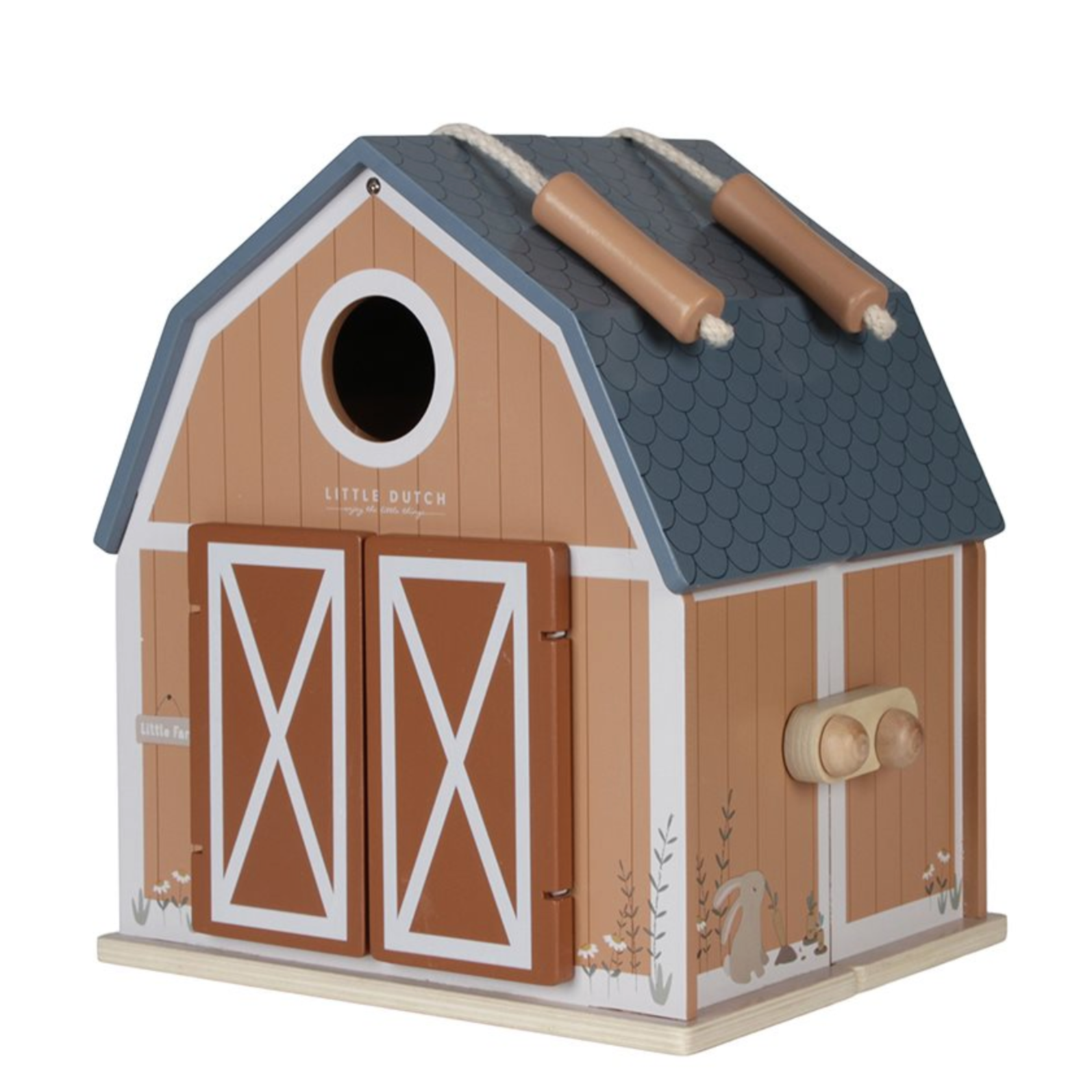Maison de poupée portable en bois Little Dutch Little Farm avec accessoires