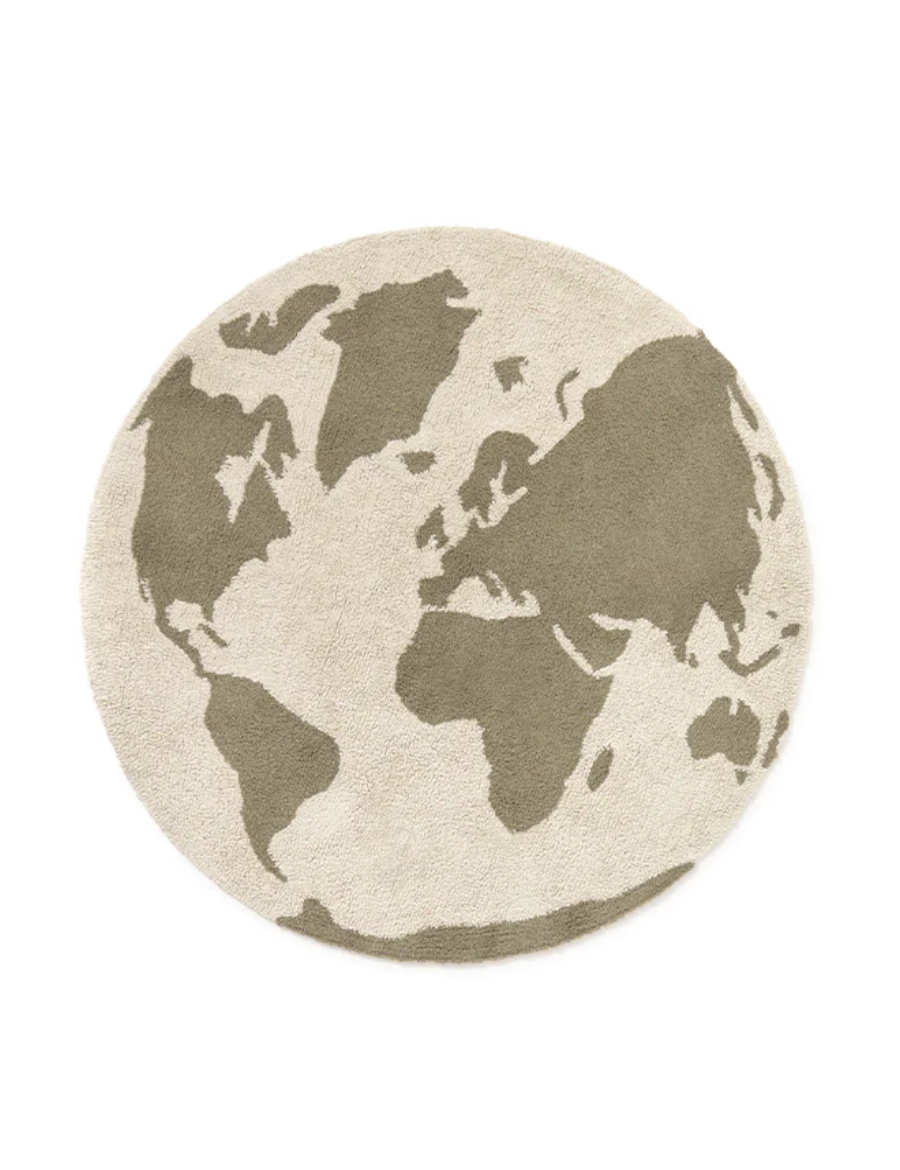 Lorena Canals World Map Teppich aus recycleter Baumwolle, waschbar.