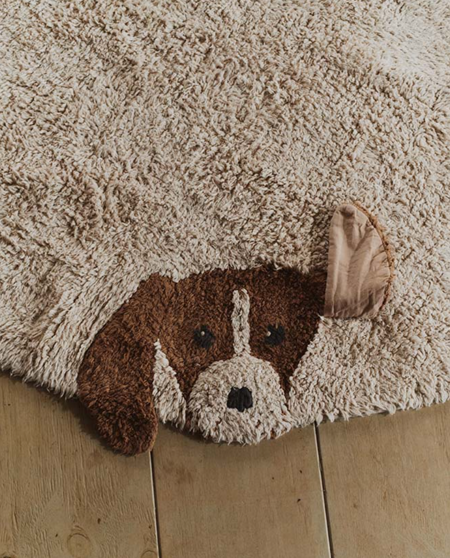 Lorena Canals runder Baumwollteppich mit Hunden
