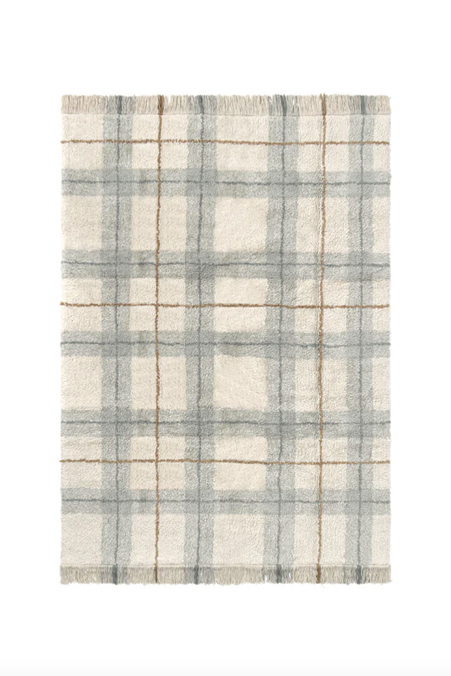 Waschbarer Baumwollteppich in blau-weiss kariertem Tartanmuster von Lorena Canals