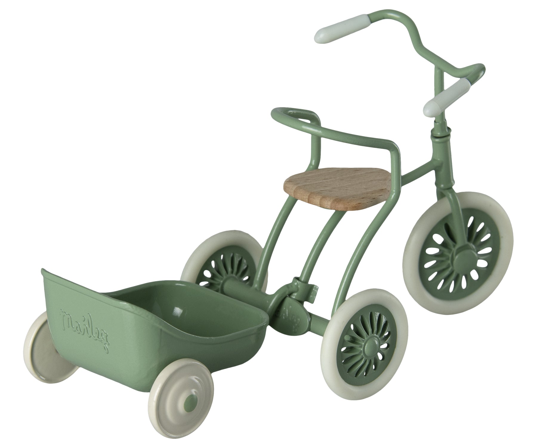 Maileg-Dreirad-Abri-a-tricycle-grün-mit-Anhänger-11-4105-01