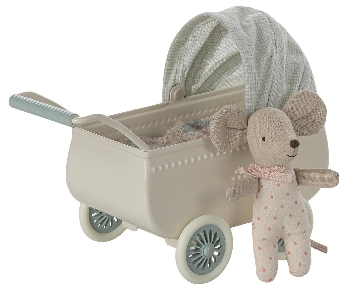 Maileg-pram-with-babymouse-mint-11-5103-00