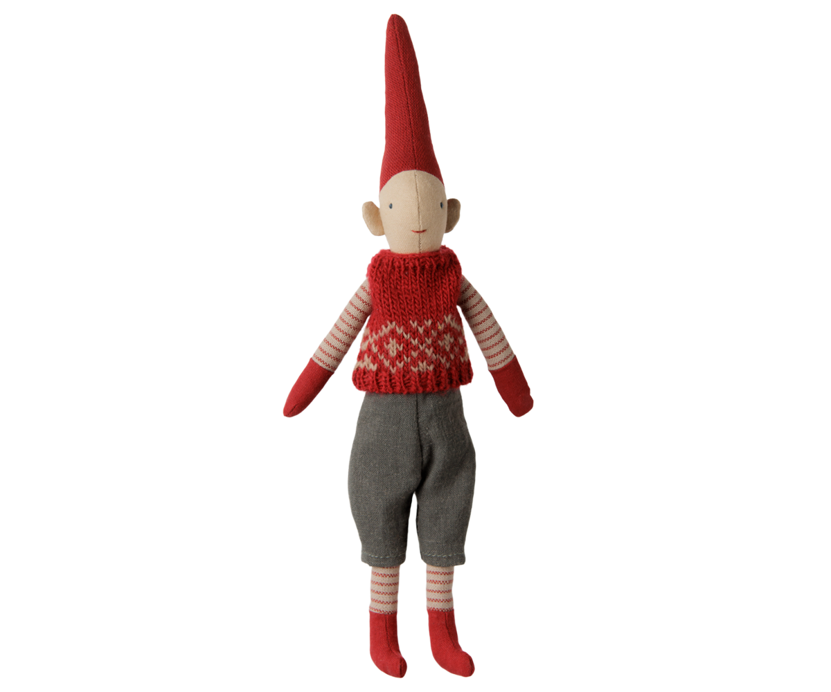 Maileg Pixy Junge Grösse 1 mit rotem Strickpullover