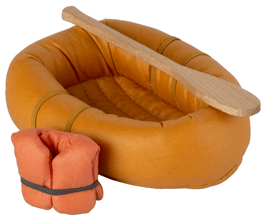 Maileg inflatable boat with life jacket and paddle