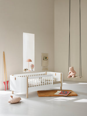 Umbauset Oliver Furniture Wood Mini+ halbhohes Etagenbett zu 2 Juniorbetten, weiss-Eiche
