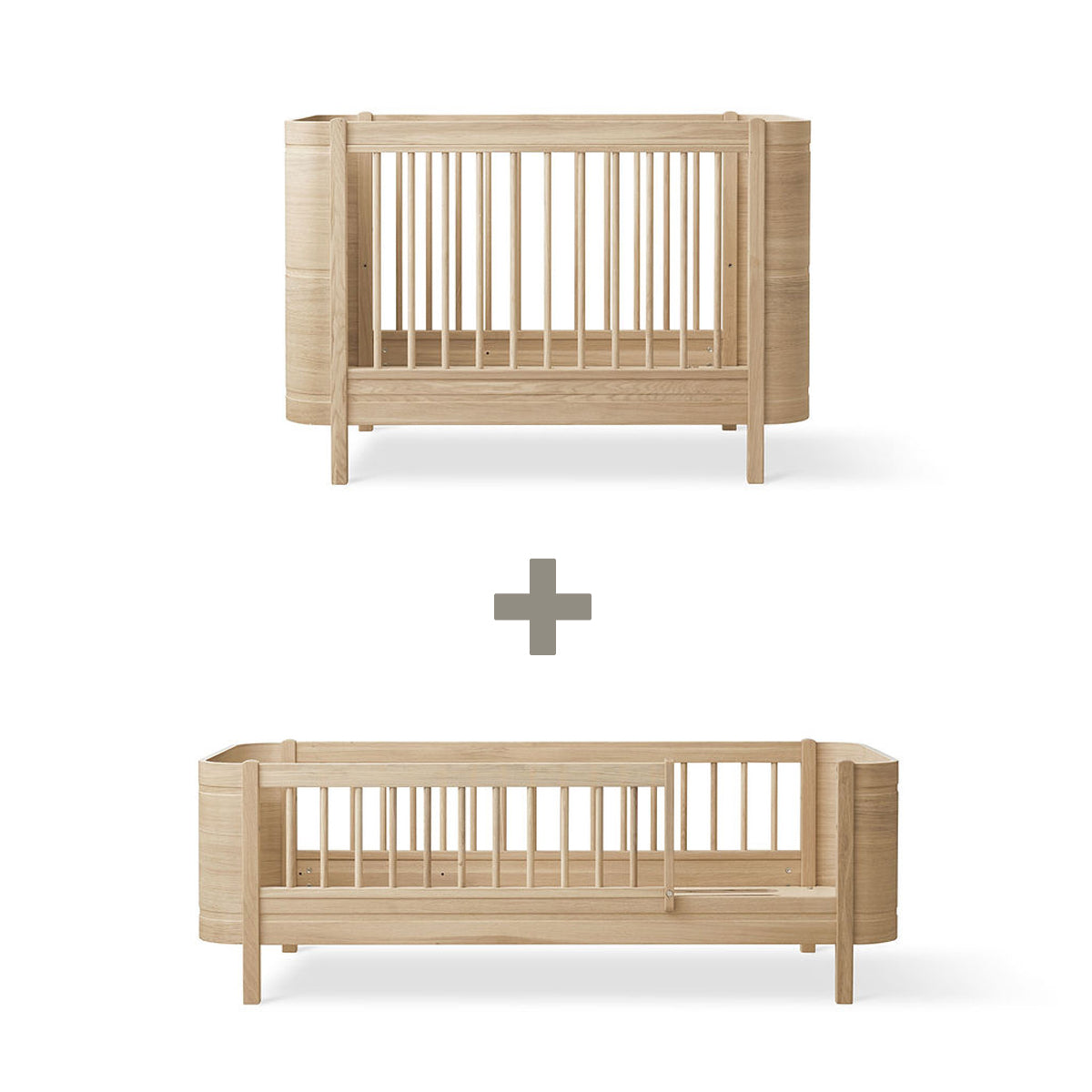 Oliver Furniture Mini+ Geschwisterset (Mini+ Babybett und Mini+ Juniorbett), Eiche