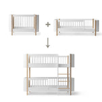 Umbauset Oliver Furniture Wood Mini+ Babybett inkl. Juniorbett und Geschwisterset zum halbhohen Etagenbett, weiss-Eiche