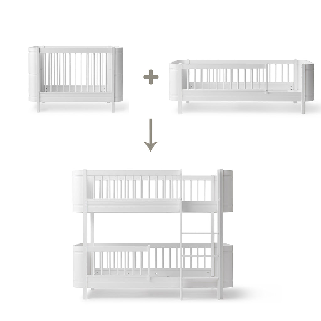 Oliver-Furniture-Umbauset-Mini-Babybett-inkl. Juniorbett-Geschwisterset-zum halbhohen-Etagenbett-041460