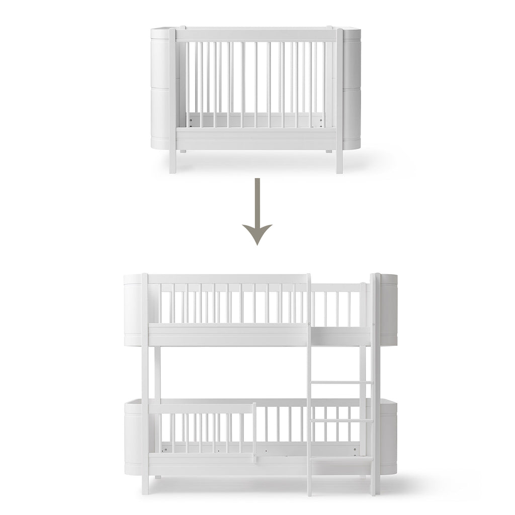 Conversion kit Oliver Furniture Wood Mini+ baby bed including junior bed to half-height bunk bed, white