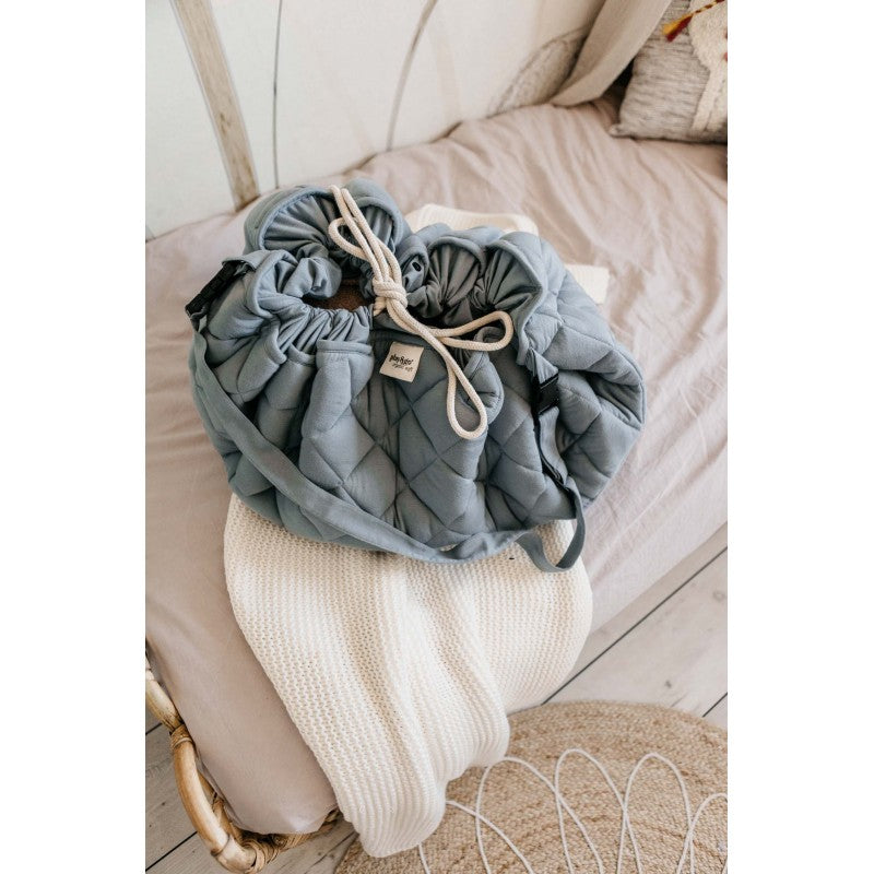 Playgo-Wickeltasche-Wickelunterlage-Krabbeldecke-Spielmatte-Aufbewahrung-dusty-blue-