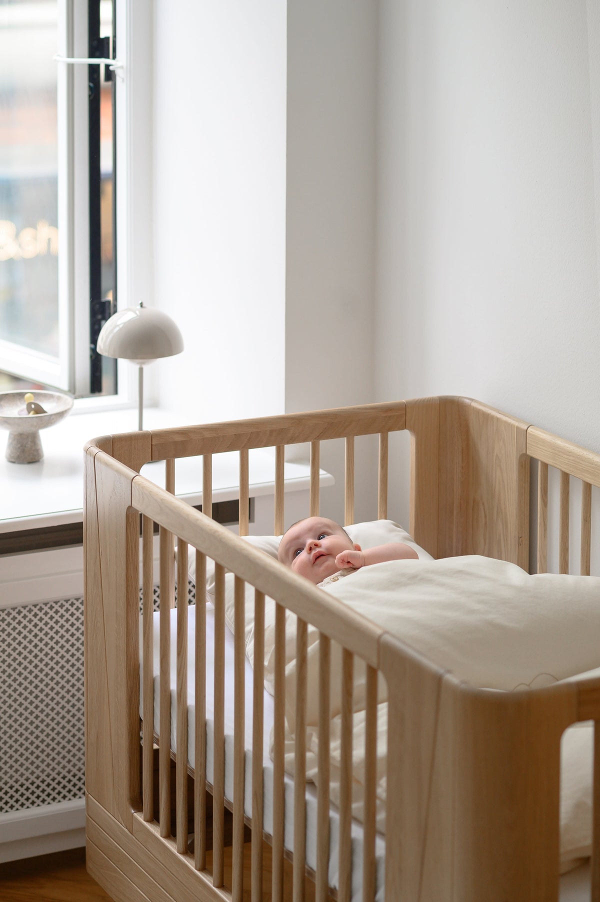 Weisses We Are Bitte Spannbettlaken passend zum Nature Baby Bed 120 x 68 cm
