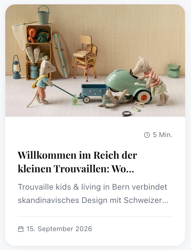 Titelbild des Artikels über Trouvaille kids & living im Online-Magazin Schweiz-Wohnen.