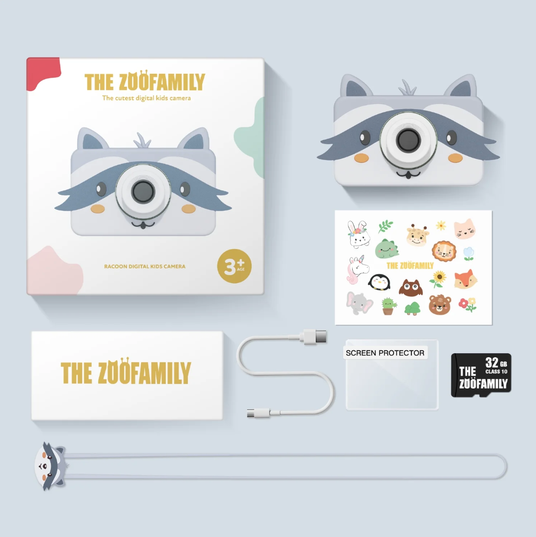 The Zoofamily Zoo Friends Raccoon Digitalkamera für Kinder mit einfacher Bedienung und kindgerechtem Design.