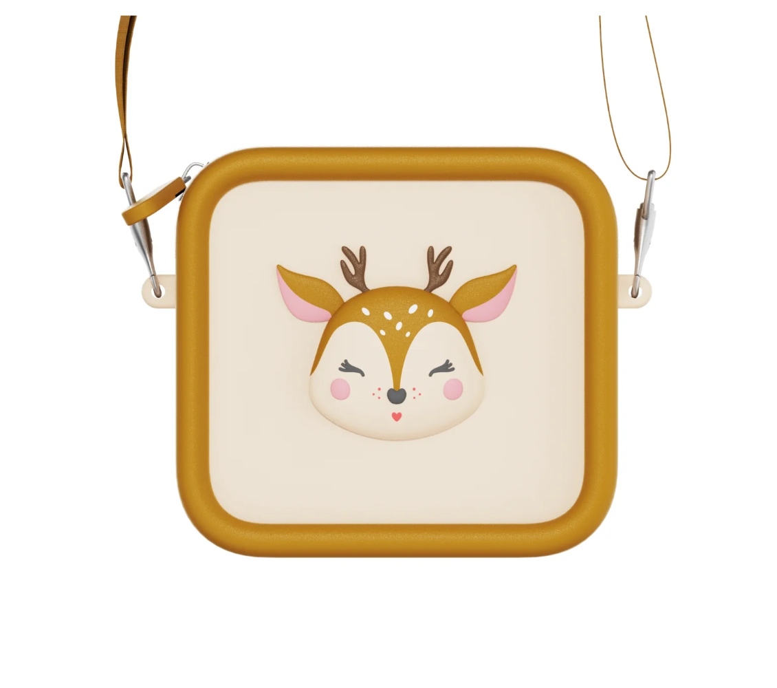 Zoofamily Kameratasche Deer aus Silikon mit Trageriemen für Kinderkamera und Walkie Talkie im Reh-Design.