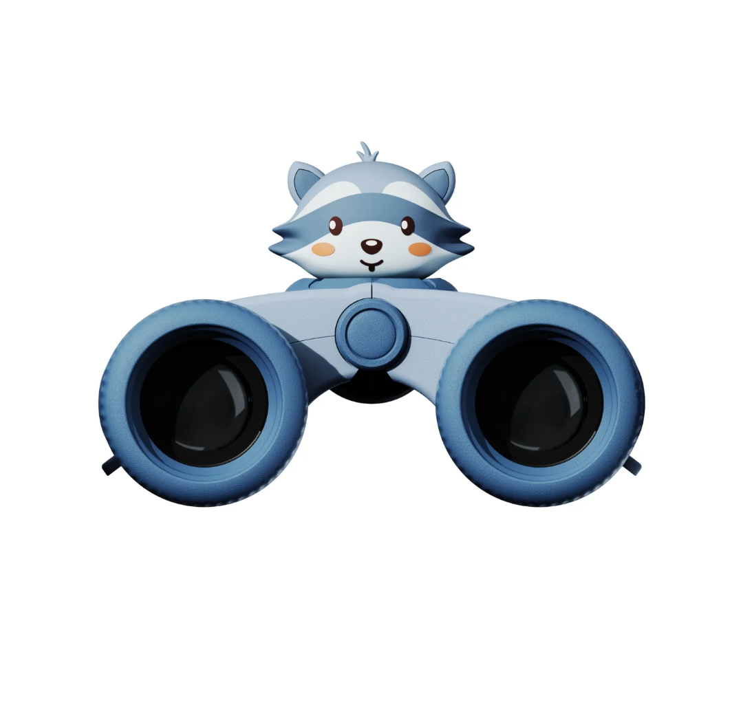 Kinderfernglas Racoon von The Zoofamily mit robustem Design und verstellbaren Augenmuscheln.