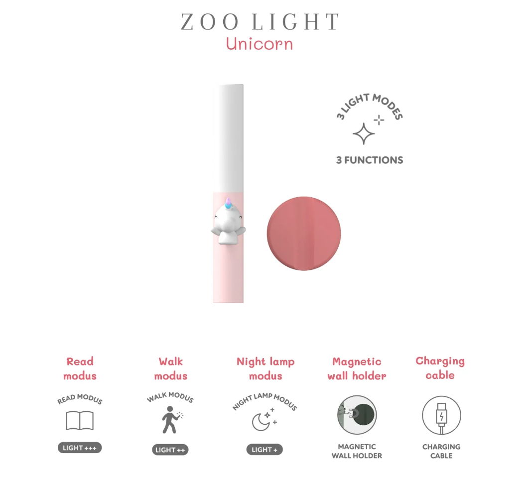 Zoofamily Zoo Light Unicorn Lampe als Einschlafhilfe und dekoratives Nachtlicht im Kinderzimmer.