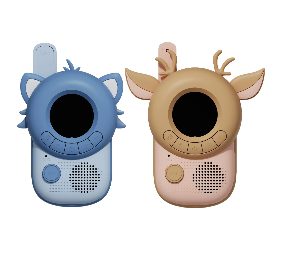 Zoofamily Walkie Talkie Raccoon x Deer für Kinder im Waschbär- und Reh-Design mit digitalem Display.
