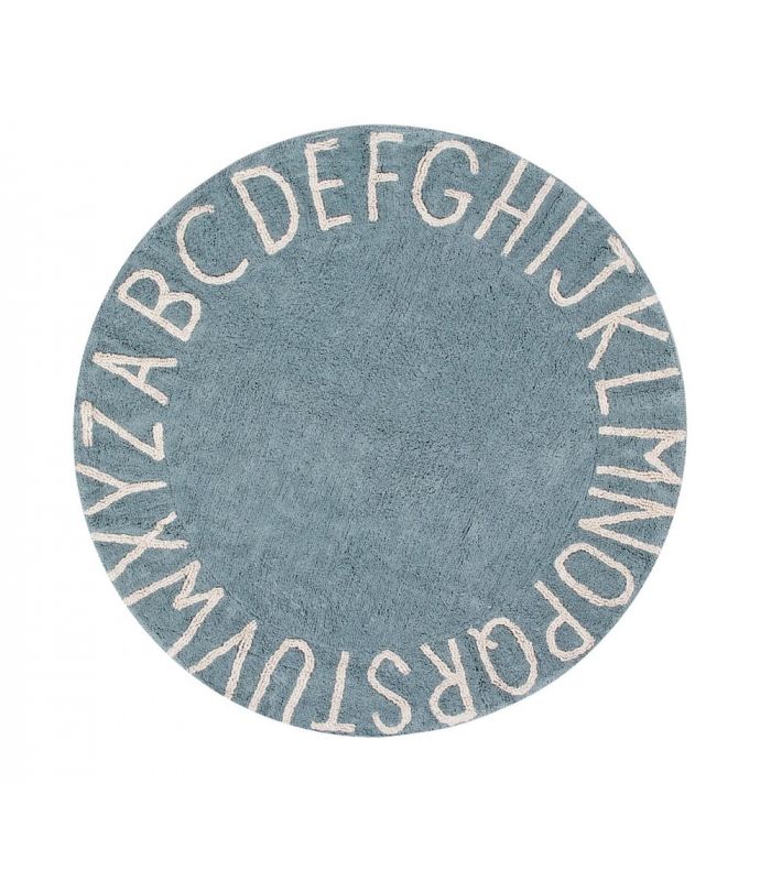 Lorena Canals waschbarer Teppich Round ABC Vintage Blue - Natural, 150cm Durchmesser