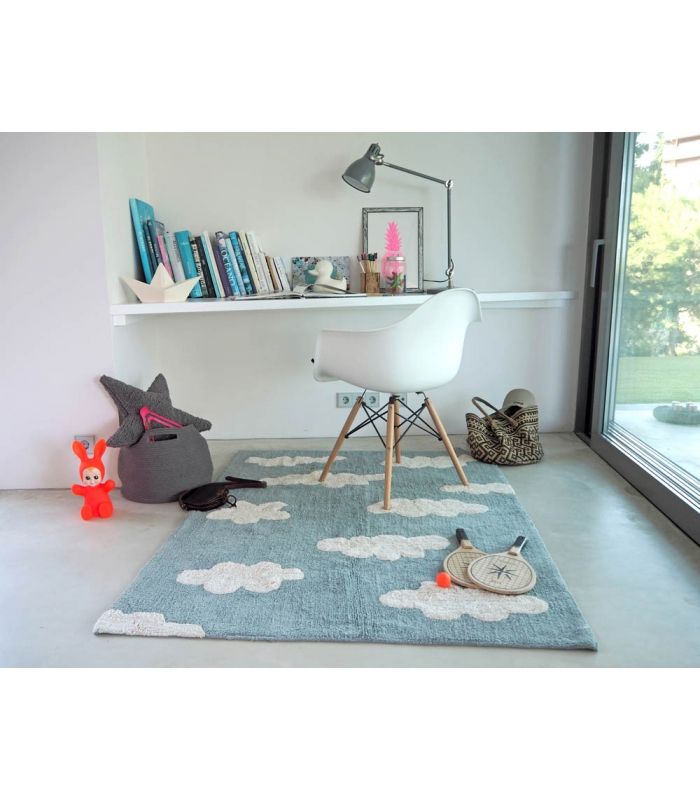 Lorena Canals tapis lavable Clouds Vintage Bleu, 120 x 160cm