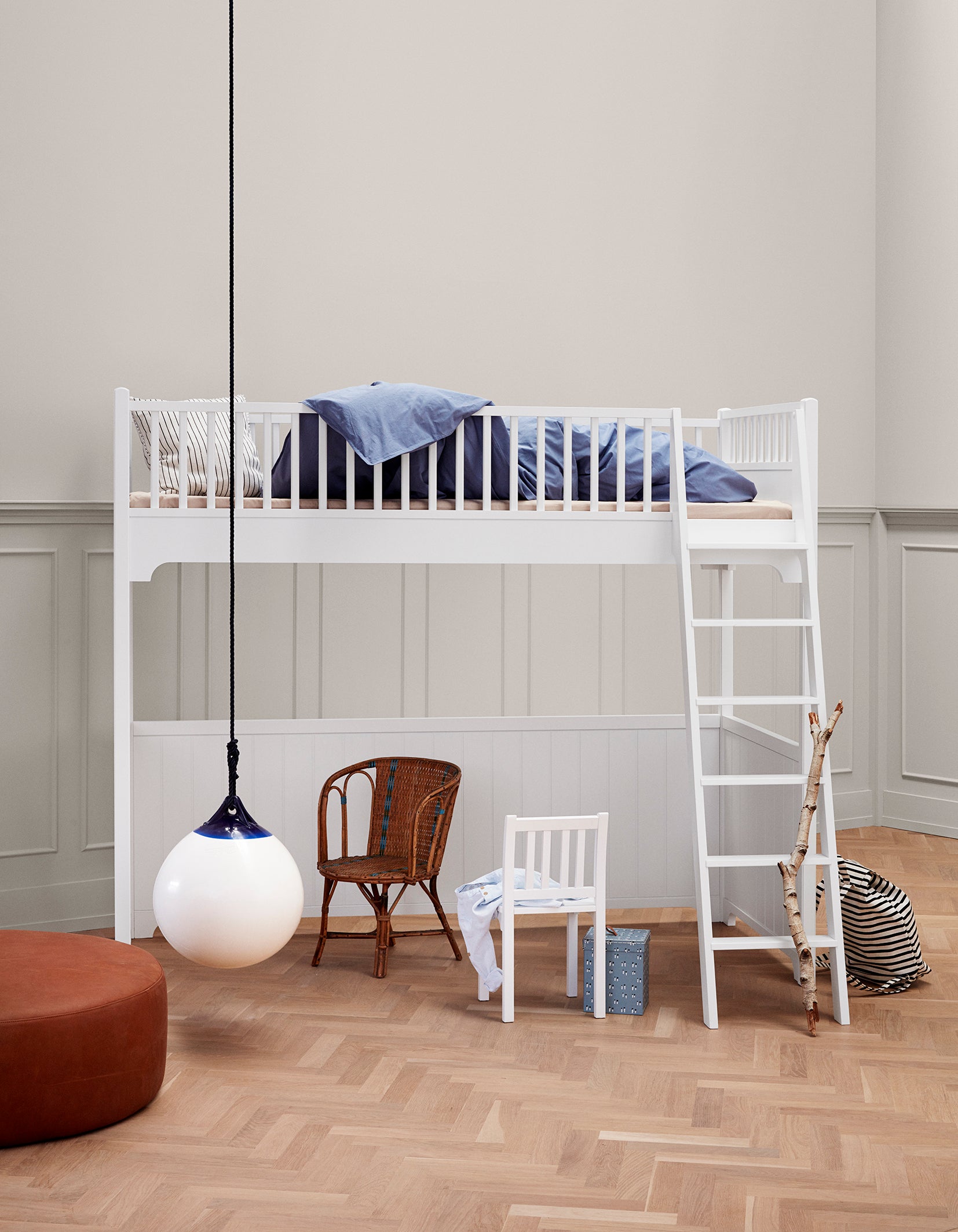 Oliver Furniture Seaside Classic loft bed, white, 90 x 200 cm