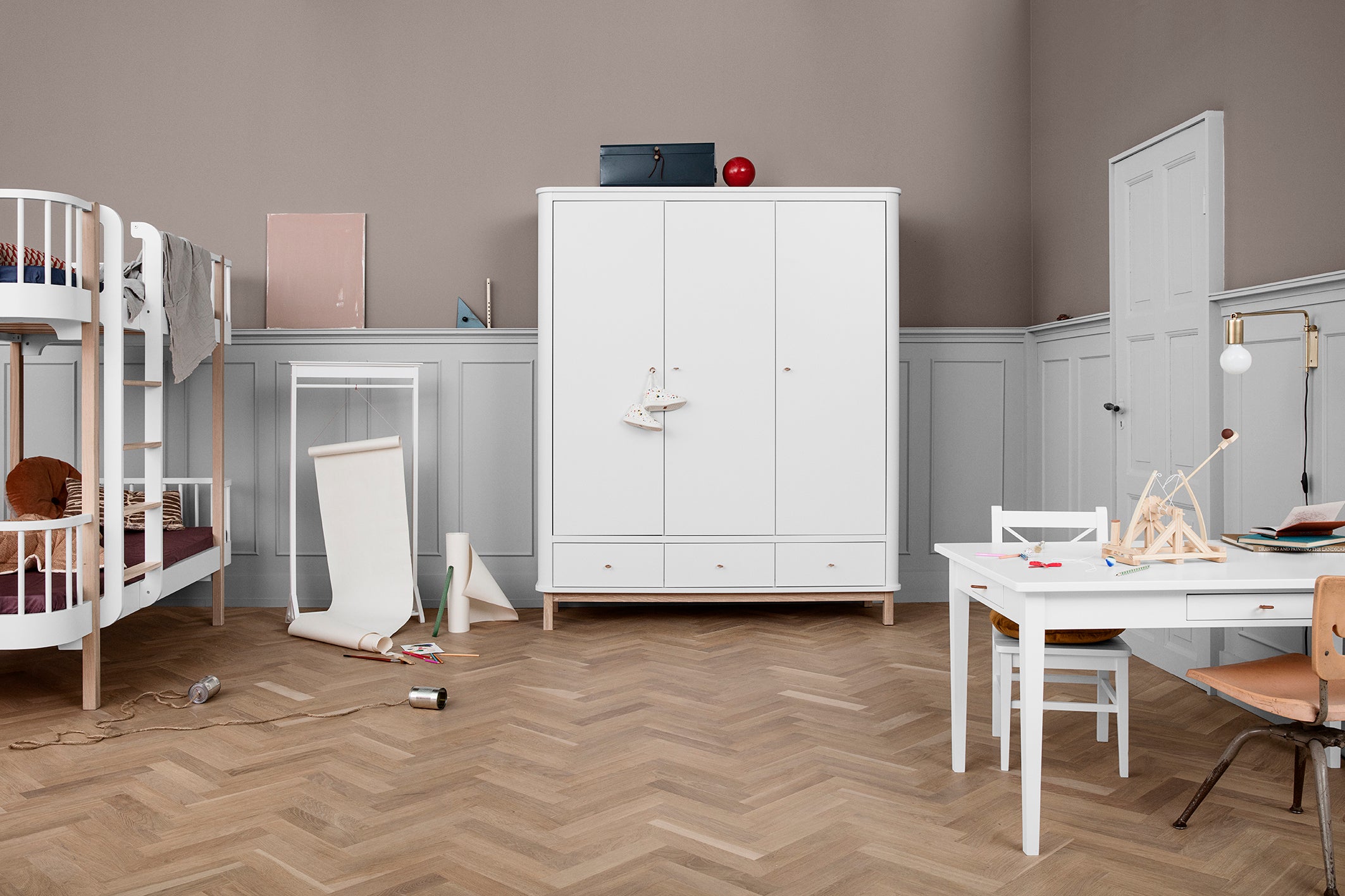 Oliver Furniture Wood Collection armoire, 3 portes, blanc/chêne