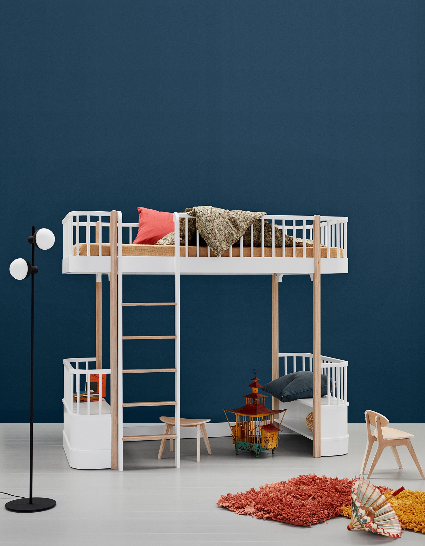 Oliver Furniture Wood Original Lit mezzanine, 90 x 200 cm, blanc/chêne