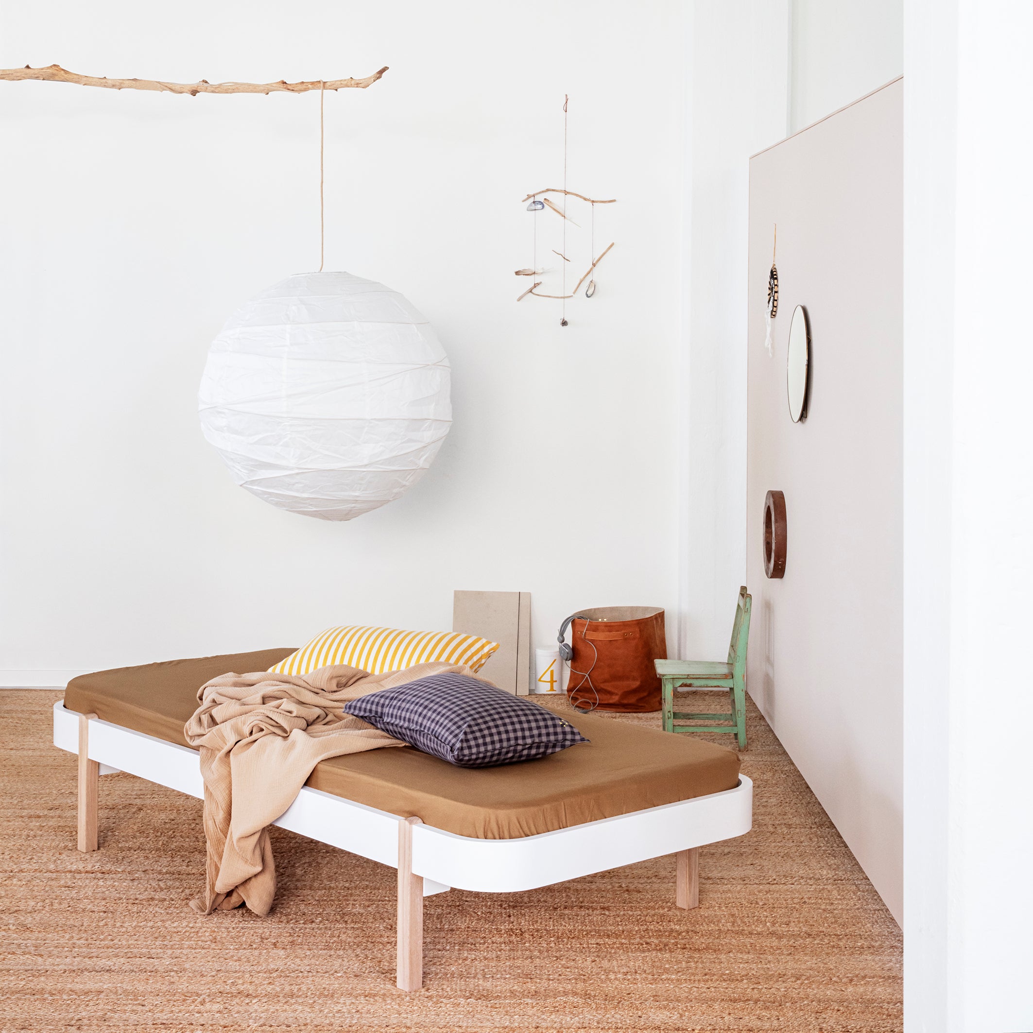 Oliver Furniture Chaise longue en bois 90 x 200 cm, blanc/chêne