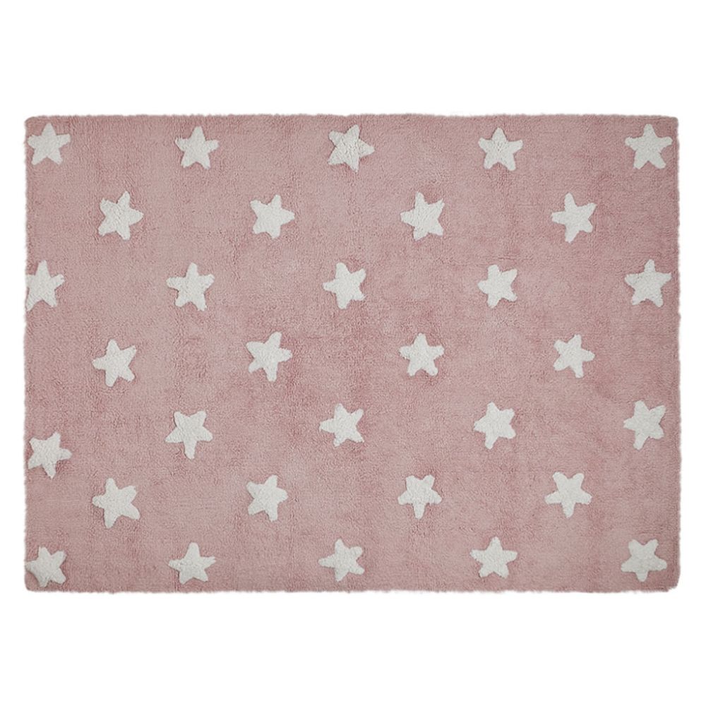 Lorena Canals washable rug Pink Stars White, 120 x 160cm