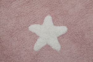 Lorena Canals washable rug Pink Stars White, 120 x 160cm