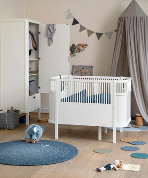 Sebra baby and children's bed white / birch beige / jette beige / fog green / classic gray / sea blue / black