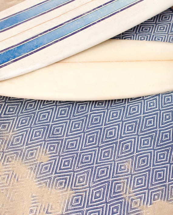 Dash &amp; Albert Tapis Intérieur/Extérieur Diamond Denim/Blanc
