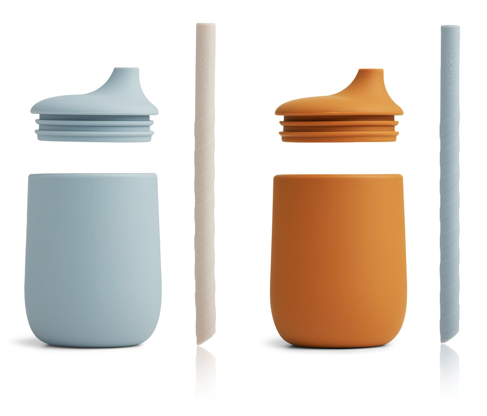 Liewood gobelets Ellis lot de 2, Moutarde - Mélange bleu mer