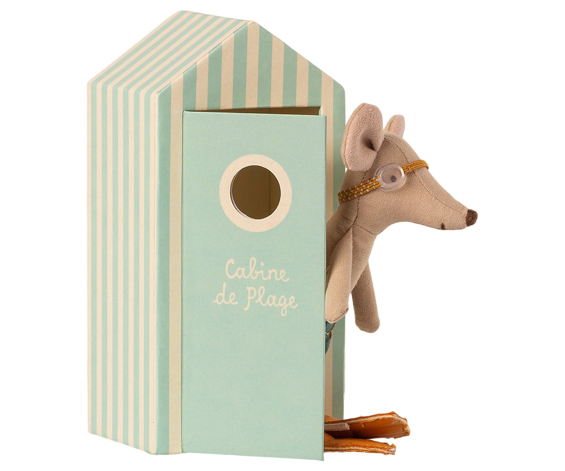 Grand frère de la souris de plage Maileg en Cabine de Plage