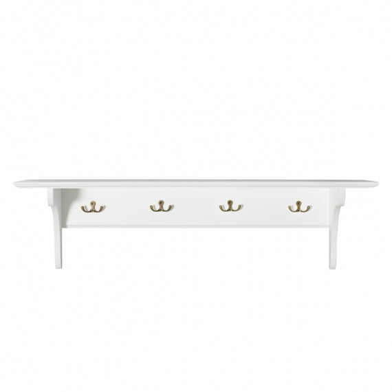 Oliver Furniture wall shelf with hooks, white