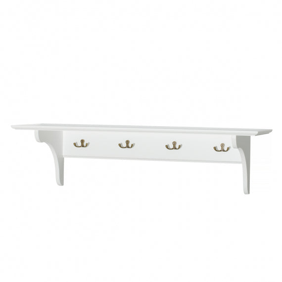 Oliver Furniture wall shelf with hooks, white
