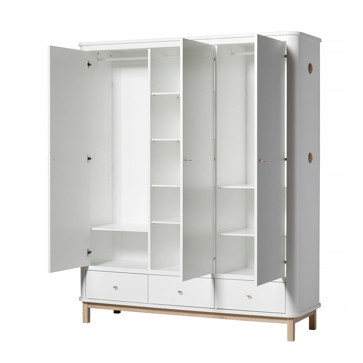 Oliver Furniture Wood Collection wardrobe, 3 doors, white/oak
