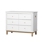 Oliver Furniture large chest of drawers Wood Collection with 6 drawers, white/oak