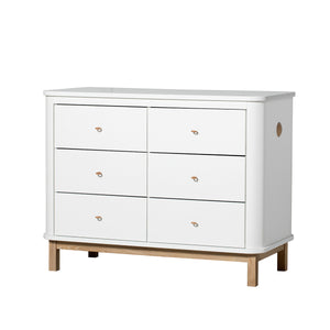 Oliver Furniture grosse Kommode Wood Collection mit 6 Schubladen, weiss/Eiche