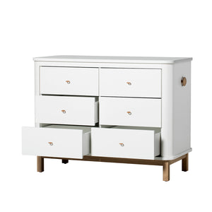 Oliver Furniture grosse Kommode Wood Collection mit 6 Schubladen, weiss/Eiche