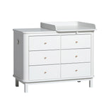 Oliver Furniture Wickelkommode Wood Collection mit 6 Schubladen, weiss - kleine Wickelplatte