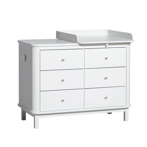 Oliver Furniture Wickelkommode Wood Collection mit 6 Schubladen, weiss - kleine Wickelplatte