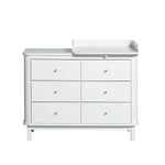 Oliver Furniture Wickelkommode Wood Collection mit 6 Schubladen, weiss - kleine Wickelplatte